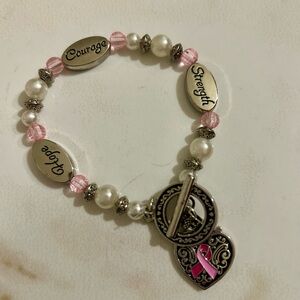 Inspirational Pink and Silver Bracelet